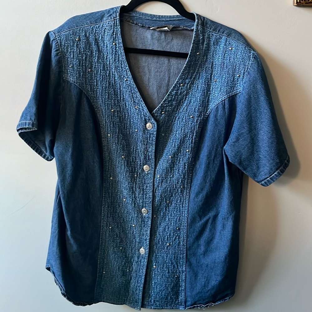 Denim button up with sparkles